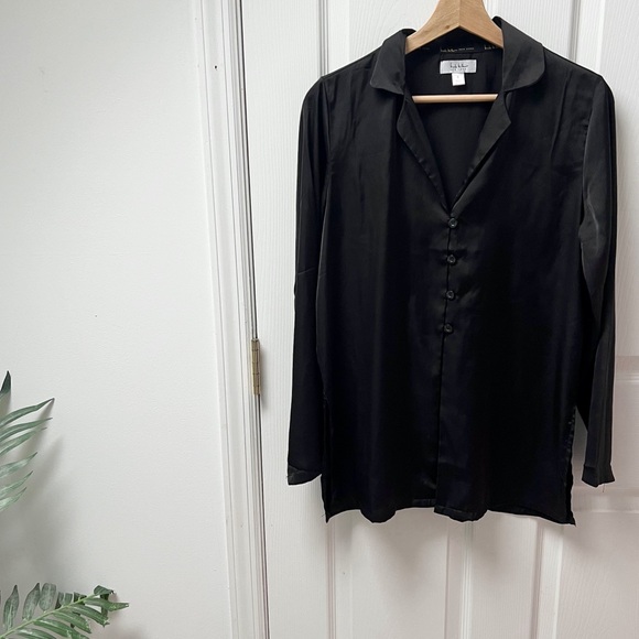 Nicole Miller Button Front Blouse in Black - Picture 1 of 6